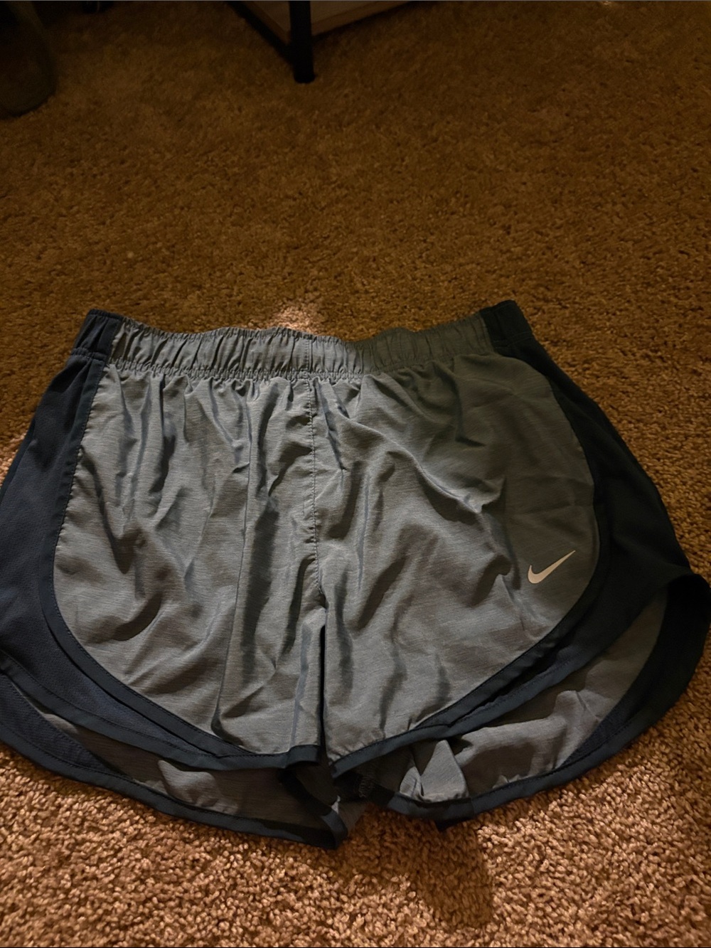 Nike Women's Light Gray and Black Athletic Running Shorts